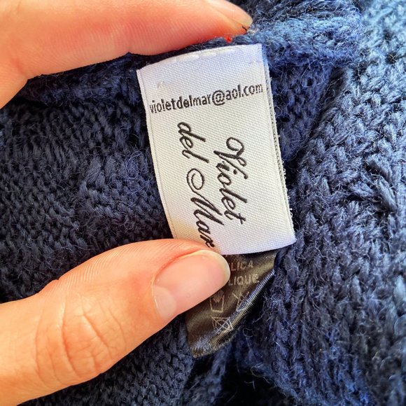 Dark Blue Light Weight Wool Knit Cardigan - Picture 3 of 4